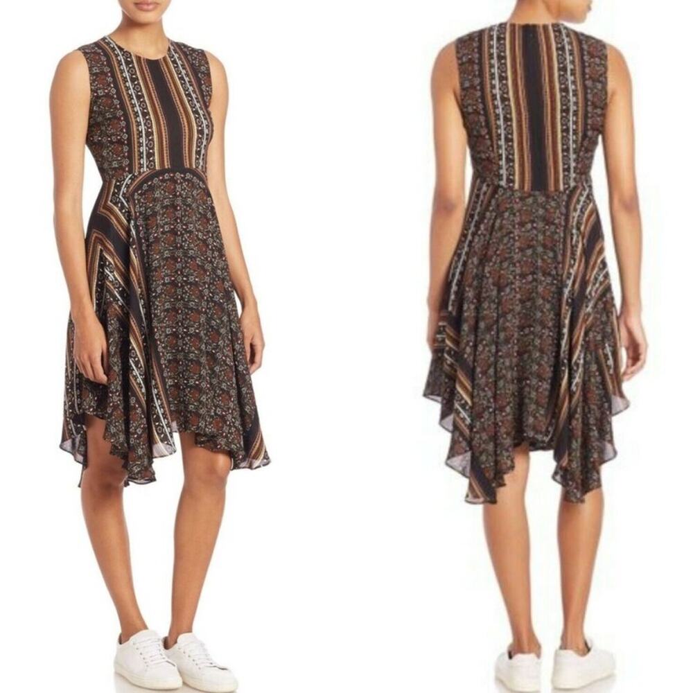 A.L.C. | 100% Silk Hartmann Printed Sleeveless Dress Scarf Print Ruffled Size 10